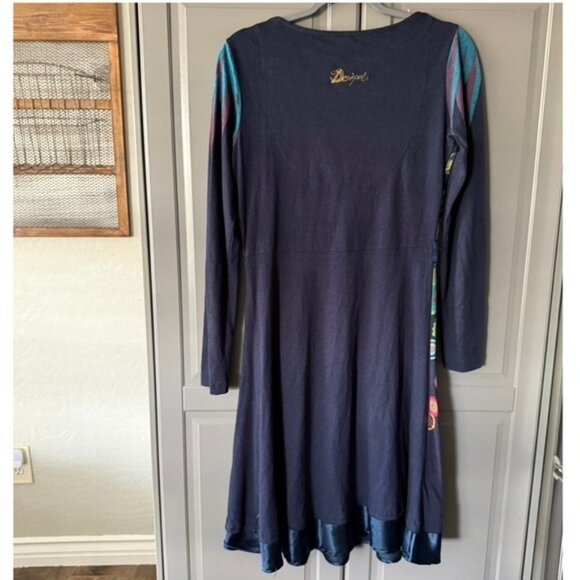 Desigual Women's Y2K Abstract‎ Floral Print L/S A-Line Dress, Navy Green, S - Picture 6 of 12